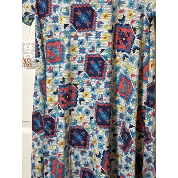 LuLaRoe Carly Dress XS Gray Multi Aztec Hi-Low Hem Everyday Casual Comfort NWT - Picture 7 of 7